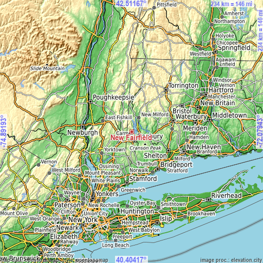 Topographic map of New Fairfield