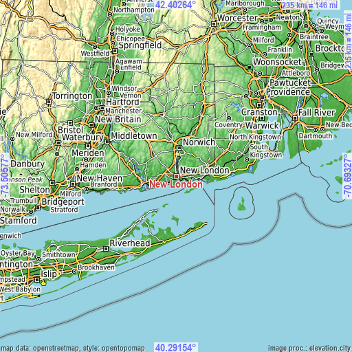 Topographic map of New London