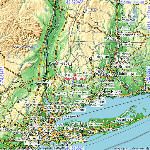 Topographic map of New Milford