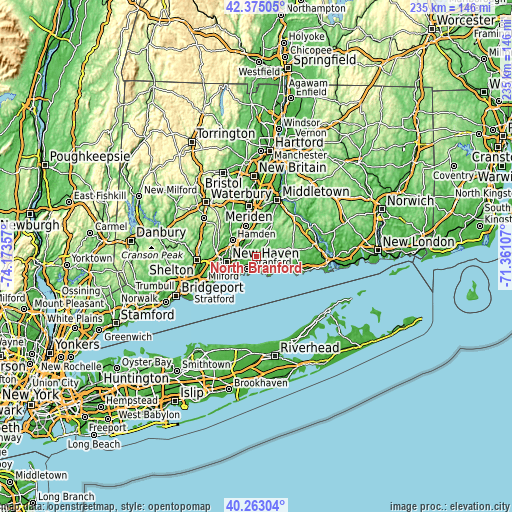 Topographic map of North Branford