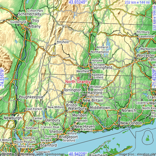 Topographic map of North Granby