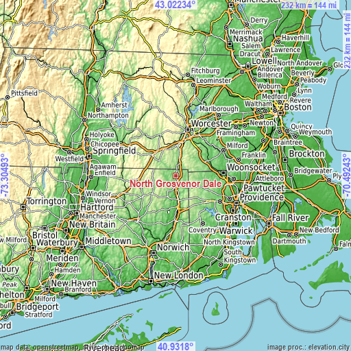 Topographic map of North Grosvenor Dale