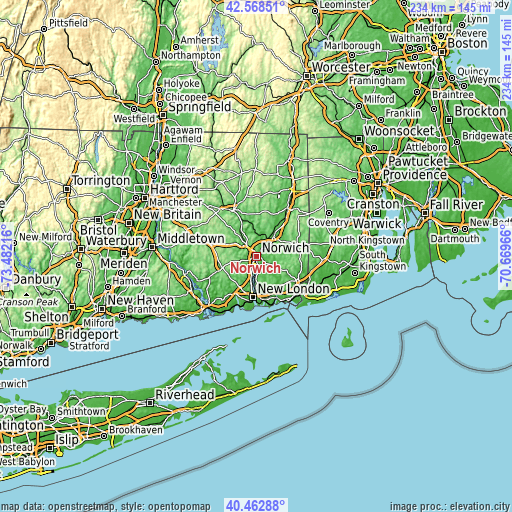 Topographic map of Norwich