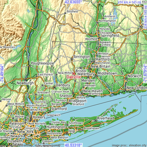 Topographic map of Oakville