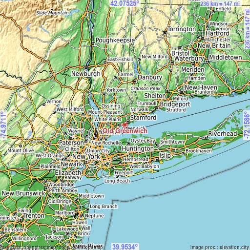 Topographic map of Old Greenwich