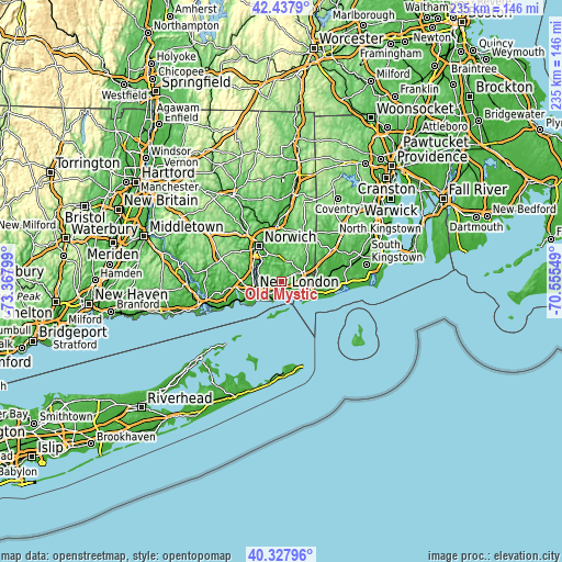 Topographic map of Old Mystic