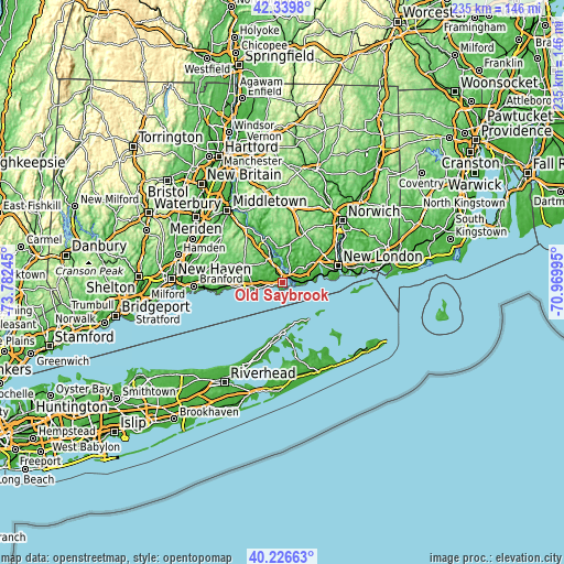 Topographic map of Old Saybrook