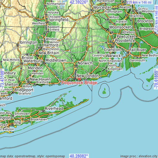 Topographic map of Poquonock Bridge