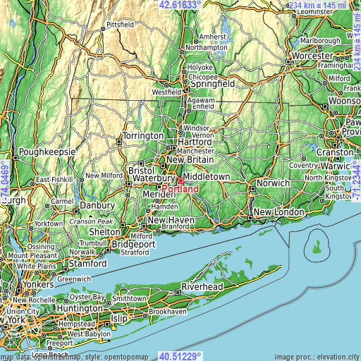 Topographic map of Portland