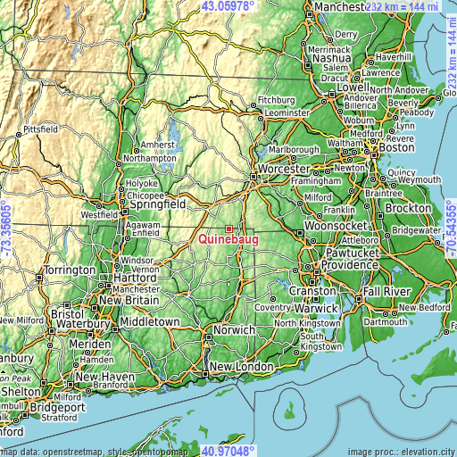 Topographic map of Quinebaug