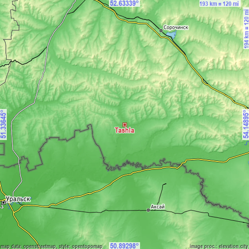 Topographic map of Tashla