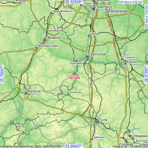 Topographic map of Tarusa