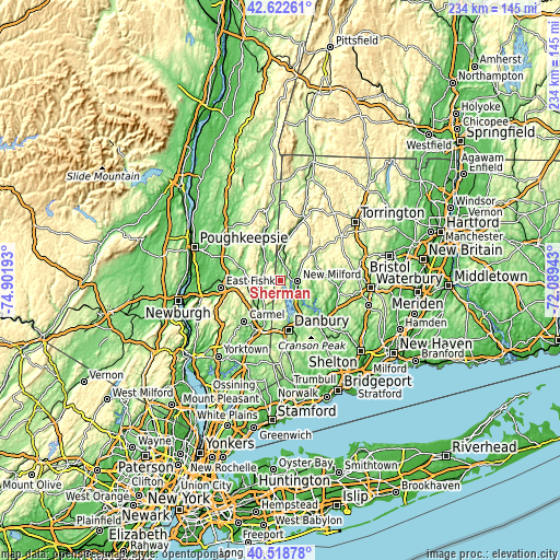 Topographic map of Sherman