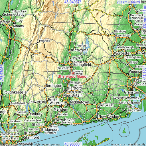 Topographic map of Sherwood Manor