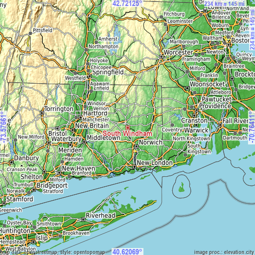 Topographic map of South Windham