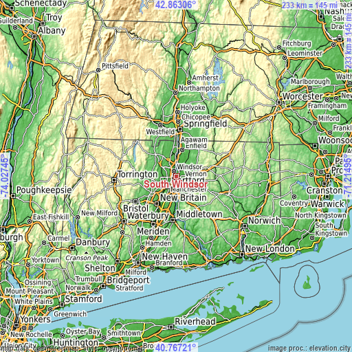 Topographic map of South Windsor