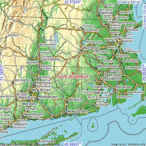 Topographic map of South Woodstock