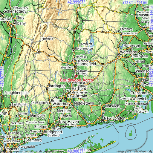 Topographic map of Southwood Acres