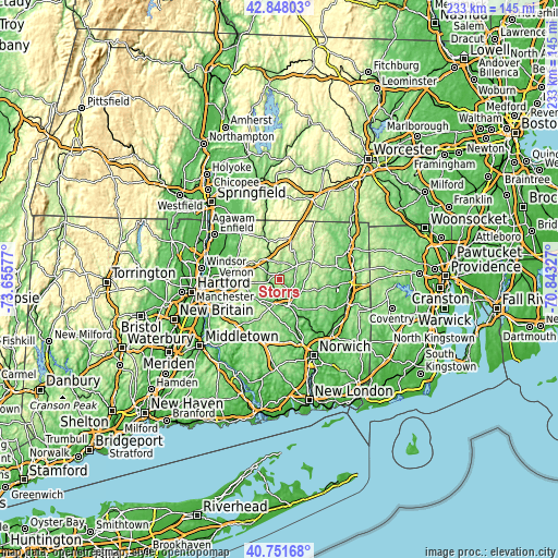 Topographic map of Storrs