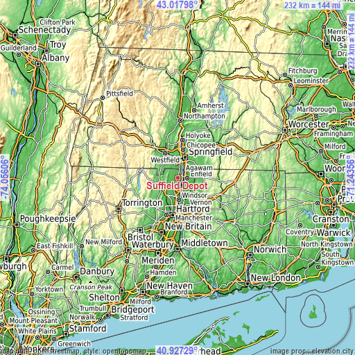 Topographic map of Suffield Depot