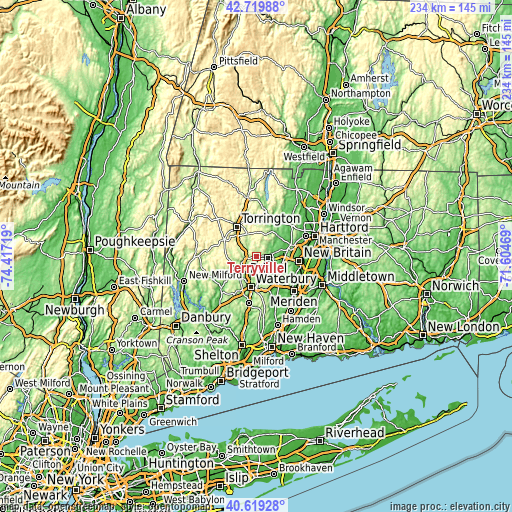 Topographic map of Terryville