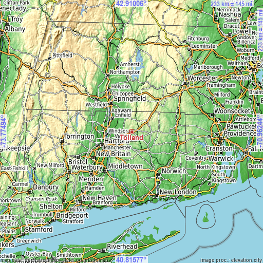 Topographic map of Tolland