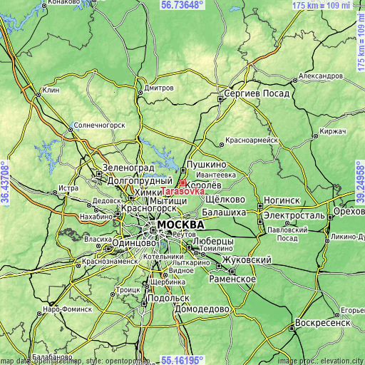 Topographic map of Tarasovka