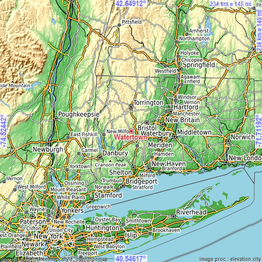 Topographic map of Watertown