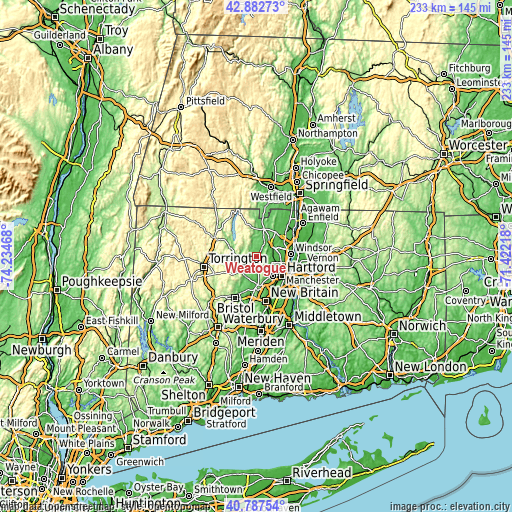 Topographic map of Weatogue