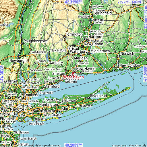 Topographic map of West Haven