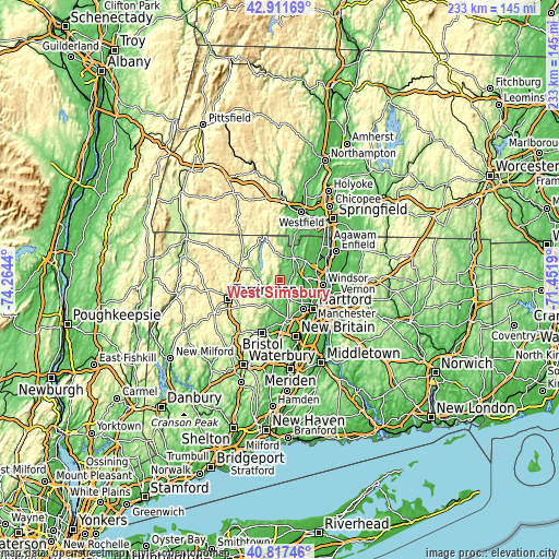 Topographic map of West Simsbury