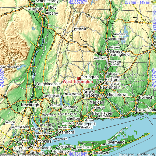 Topographic map of West Torrington