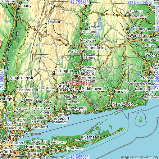 Topographic map of Wethersfield