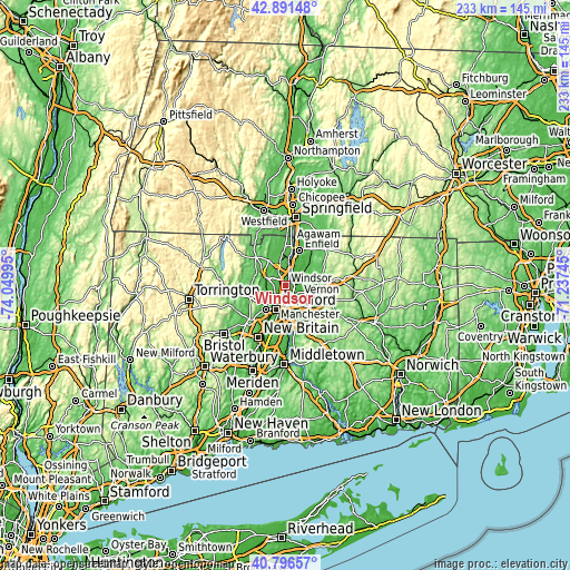 Topographic map of Windsor