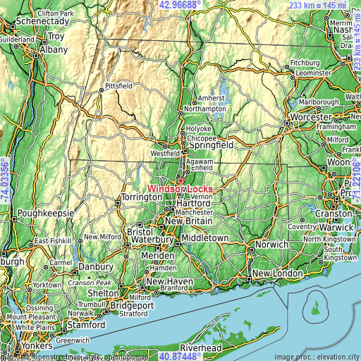 Topographic map of Windsor Locks