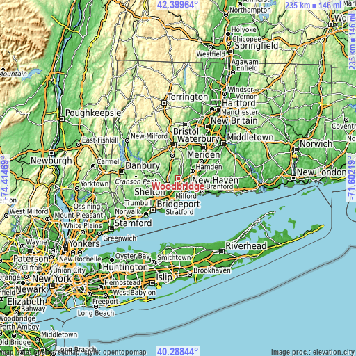 Topographic map of Woodbridge