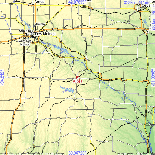 Topographic map of Albia