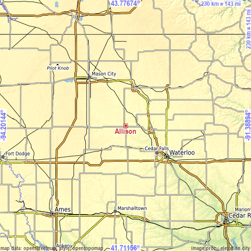 Topographic map of Allison