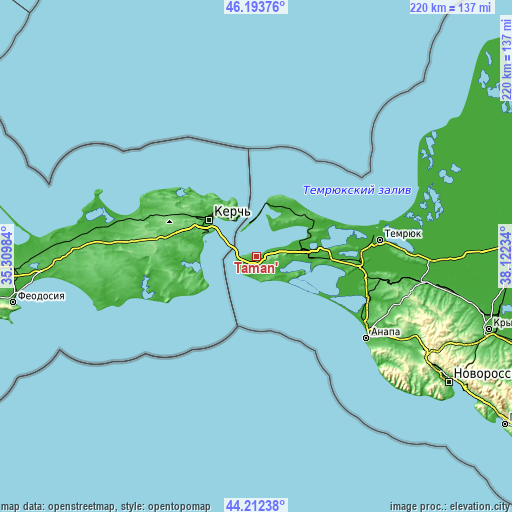 Topographic map of Taman’