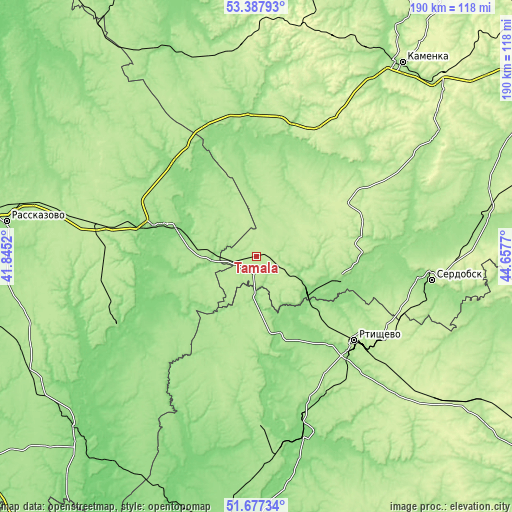 Topographic map of Tamala