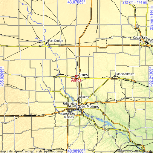 Topographic map of Ames