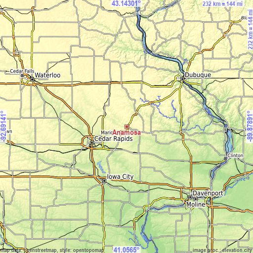 Topographic map of Anamosa