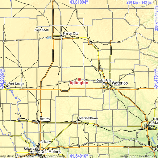 Topographic map of Aplington