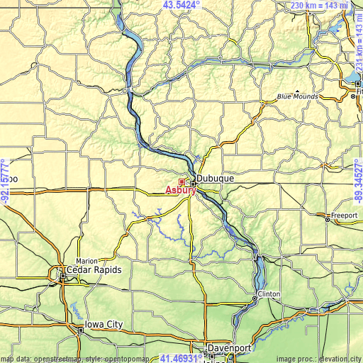 Topographic map of Asbury