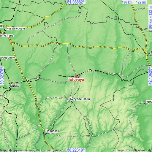 Topographic map of Talovaya