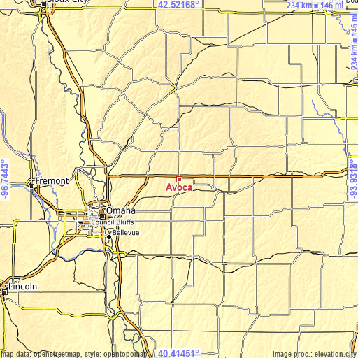 Topographic map of Avoca