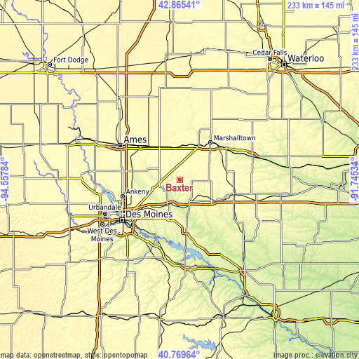 Topographic map of Baxter