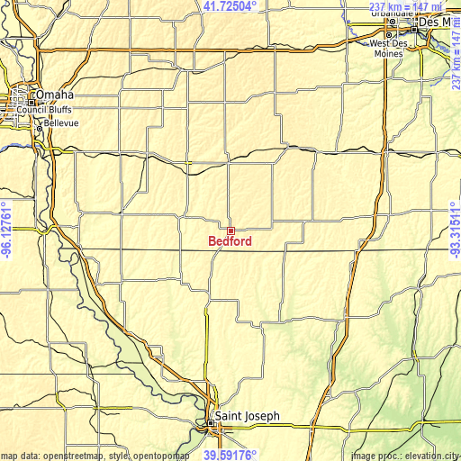 Topographic map of Bedford