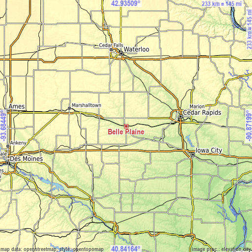 Topographic map of Belle Plaine