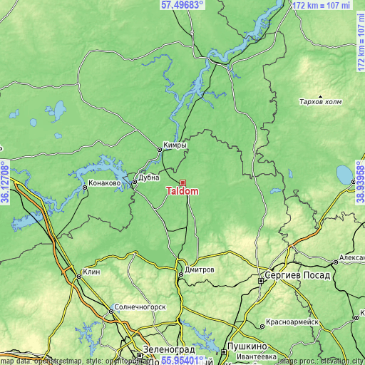 Topographic map of Taldom